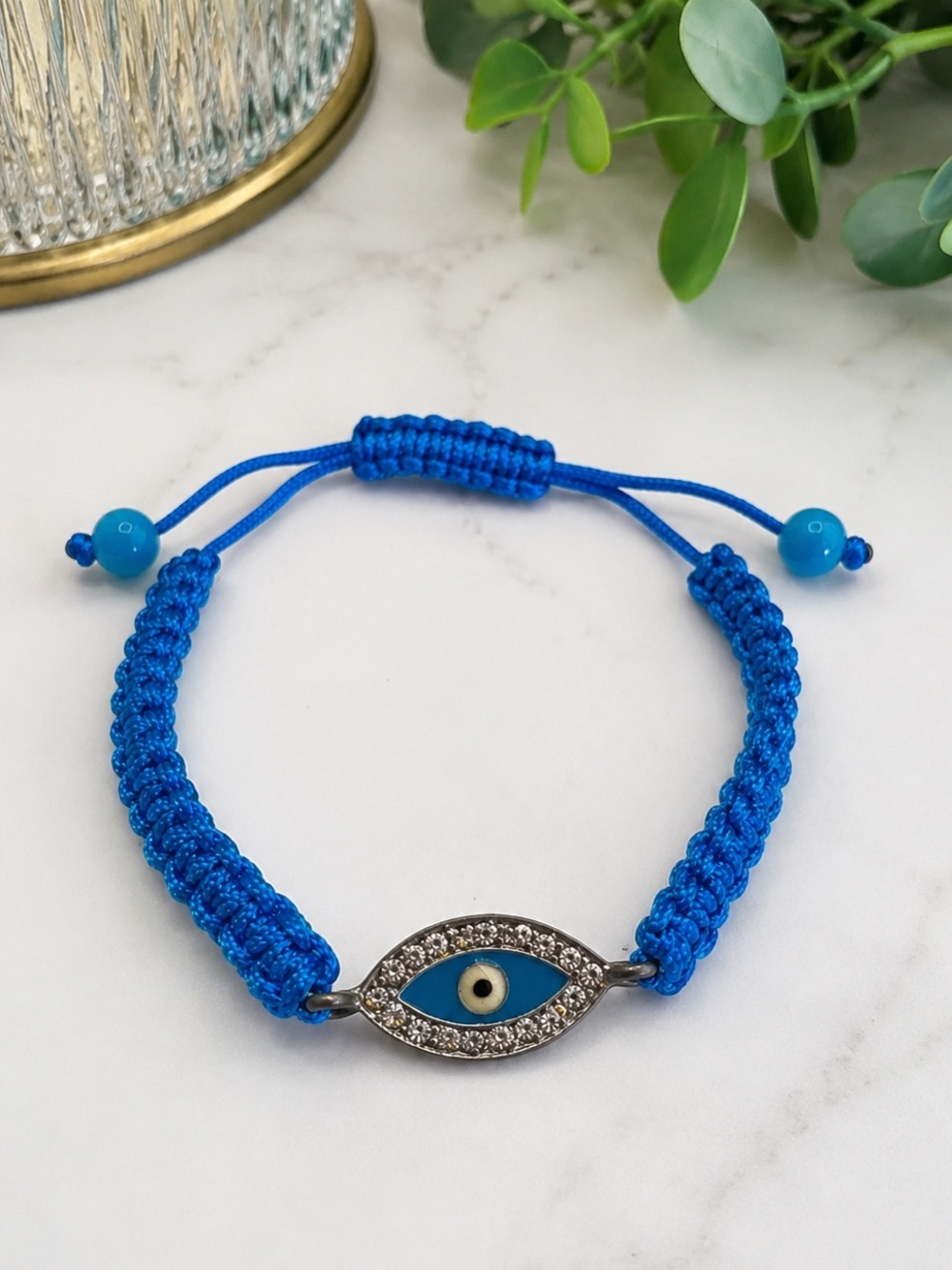Blue Evil Eye Macramé Adjustable Bracelet (BR1111/3)